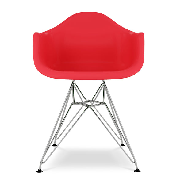 Homeroots Red And Silver Heavy Duty Plastic Dining Arm Chair  Plastic 520274