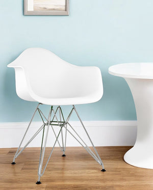 Homeroots White And Silver Heavy Duty Plastic Dining Arm Chair  Plastic 520275