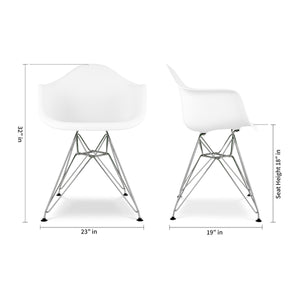 Homeroots White And Silver Heavy Duty Plastic Dining Arm Chair  Plastic 520275