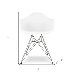 Homeroots White And Silver Heavy Duty Plastic Dining Arm Chair  Plastic 520275