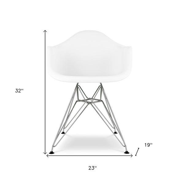 Homeroots White And Silver Heavy Duty Plastic Dining Arm Chair  Plastic 520275