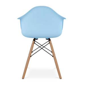 Homeroots Blue And Natural Heavy Duty Plastic And Solid Wood Dining Arm Chair  Plastic 520279