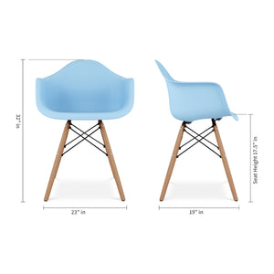 Homeroots Blue And Natural Heavy Duty Plastic And Solid Wood Dining Arm Chair  Plastic 520279