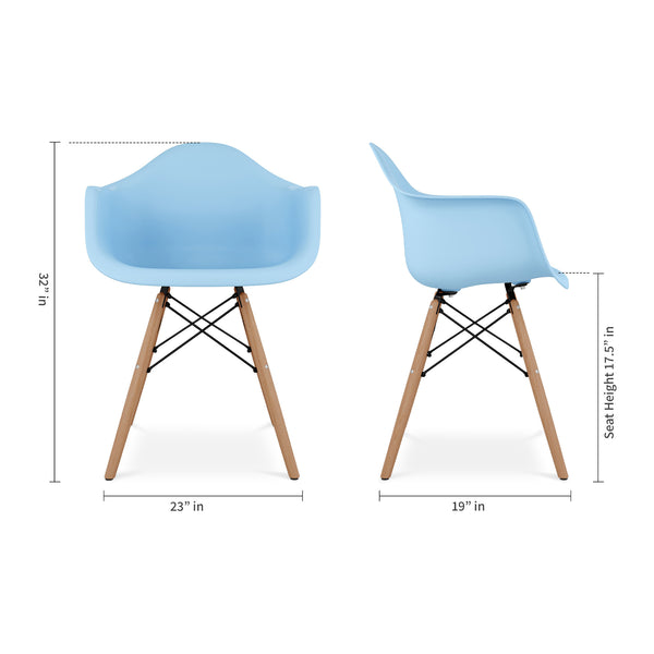 Homeroots Blue And Natural Heavy Duty Plastic And Solid Wood Dining Arm Chair  Plastic 520279
