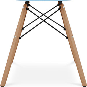Homeroots Blue And Natural Heavy Duty Plastic And Solid Wood Dining Arm Chair  Plastic 520279