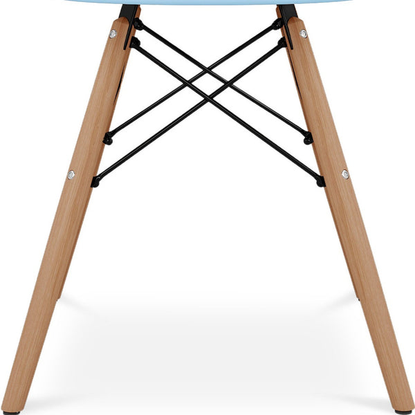 Homeroots Blue And Natural Heavy Duty Plastic And Solid Wood Dining Arm Chair  Plastic 520279