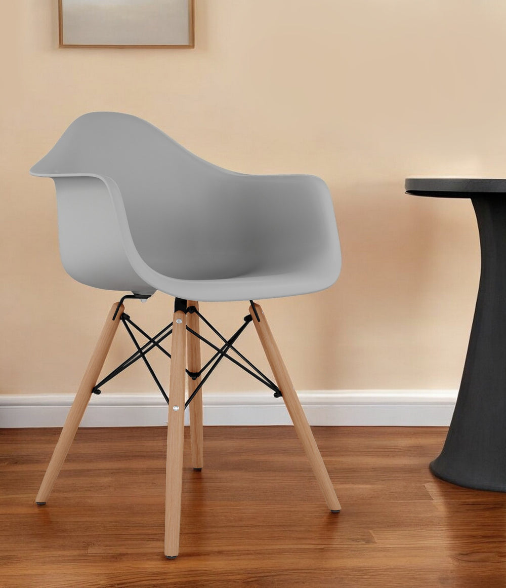 Homeroots Gray And Natural Heavy Duty Plastic And Solid Wood Dining Arm Chair  Plastic 520280