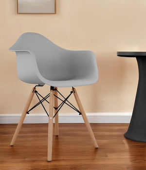 Homeroots Gray And Natural Heavy Duty Plastic And Solid Wood Dining Arm Chair  Plastic 520280