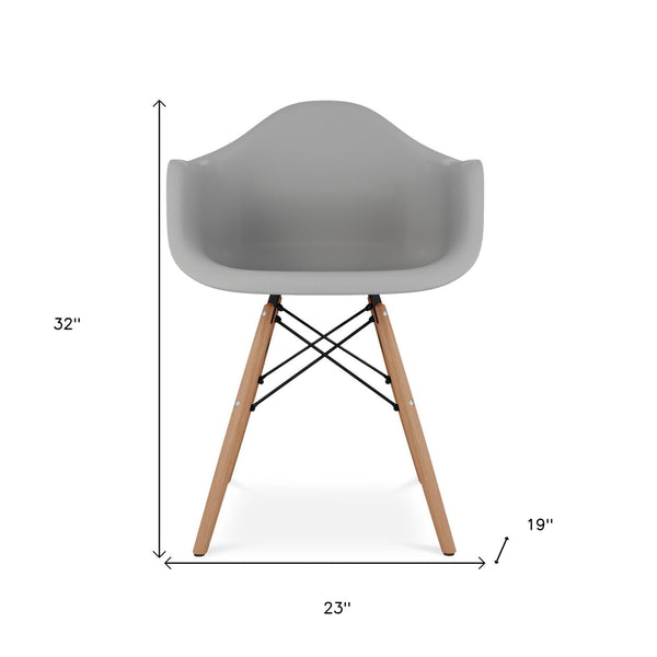 Homeroots Gray And Natural Heavy Duty Plastic And Solid Wood Dining Arm Chair  Plastic 520280