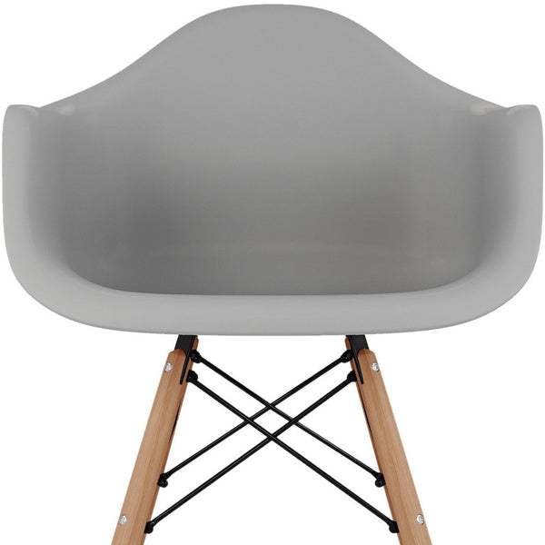 Homeroots Gray And Natural Heavy Duty Plastic And Solid Wood Dining Arm Chair  Plastic 520280