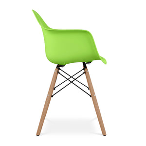 Homeroots Green And Natural Heavy Duty Plastic And Solid Wood Dining Arm Chair  Wood 520281