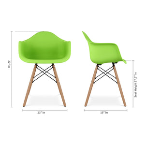 Homeroots Green And Natural Heavy Duty Plastic And Solid Wood Dining Arm Chair  Wood 520281