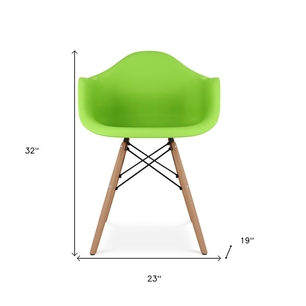Homeroots Green And Natural Heavy Duty Plastic And Solid Wood Dining Arm Chair  Wood 520281