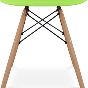Homeroots Green And Natural Heavy Duty Plastic And Solid Wood Dining Arm Chair  Wood 520281