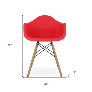 Homeroots Red And Natural Heavy Duty Plastic And Solid Wood Dining Arm Chair  Plastic 520282
