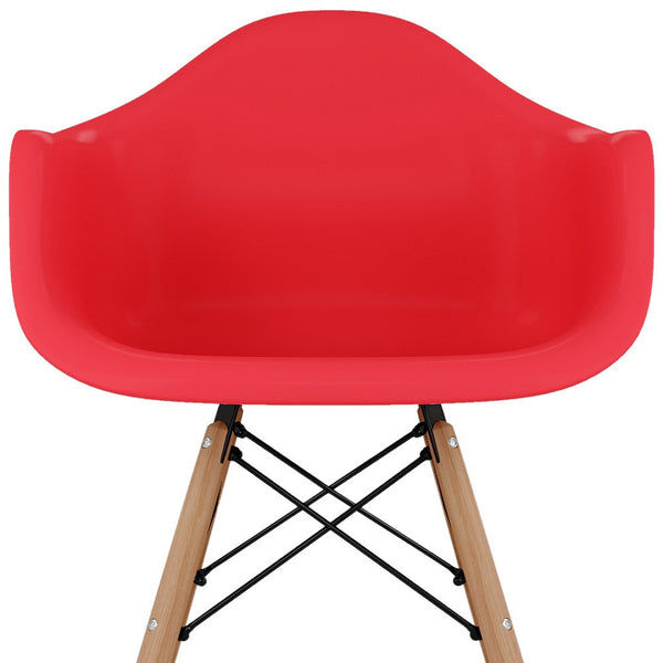 Homeroots Red And Natural Heavy Duty Plastic And Solid Wood Dining Arm Chair  Plastic 520282