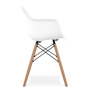 Homeroots White And Natural Heavy Duty Plastic And Solid Wood Dining Arm Chair  Plastic 520283