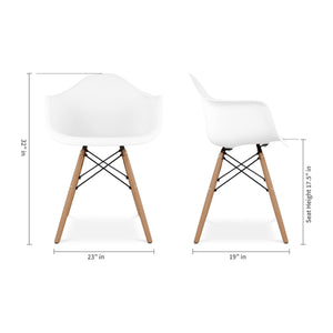 Homeroots White And Natural Heavy Duty Plastic And Solid Wood Dining Arm Chair  Plastic 520283
