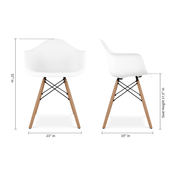 Homeroots White And Natural Heavy Duty Plastic And Solid Wood Dining Arm Chair  Plastic 520283