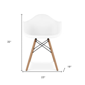 Homeroots White And Natural Heavy Duty Plastic And Solid Wood Dining Arm Chair  Plastic 520283