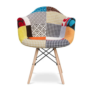 Homeroots Black White And Rainbow And Natural Upholstered Fabric Dining Arm Chair  Wood 520284