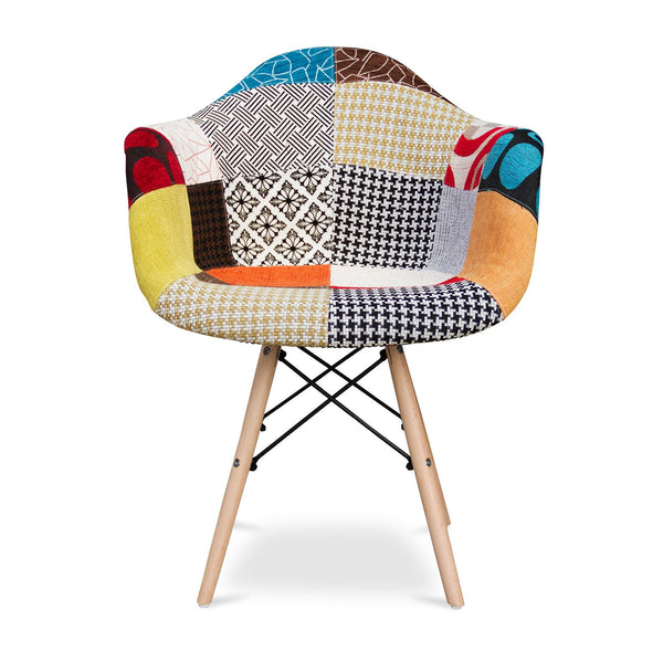 Homeroots Black White And Rainbow And Natural Upholstered Fabric Dining Arm Chair  Wood 520284