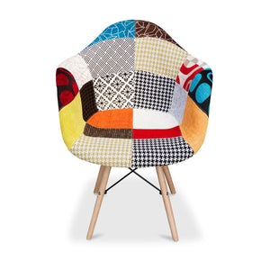 Homeroots Black White And Rainbow And Natural Upholstered Fabric Dining Arm Chair  Wood 520284