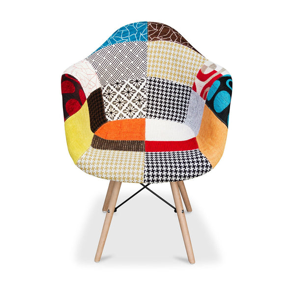 Homeroots Black White And Rainbow And Natural Upholstered Fabric Dining Arm Chair  Wood 520284