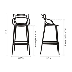 Homeroots 31" Black Heavy Duty Plastic Bar Height Bar Chair   520285