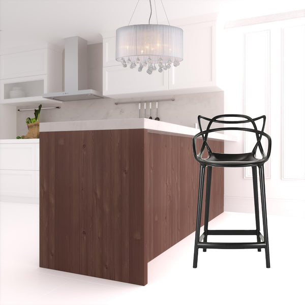 Homeroots 31" Black Heavy Duty Plastic Bar Height Bar Chair   520285