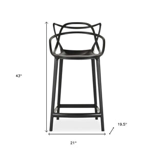 HomeRoots 31" Black Bar Height Chair - Heavy-Duty Plastic, Stackable, UV-Protected for Indoor/Outdoor Use 520285