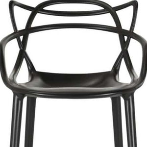 HomeRoots 31" Black Bar Height Chair - Heavy-Duty Plastic, Stackable, UV-Protected for Indoor/Outdoor Use 520285