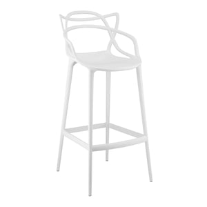 Homeroots 31" White Heavy Duty Plastic Bar Height Bar Chair   520286