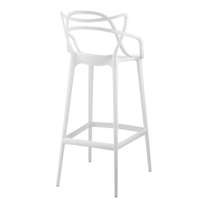 Homeroots 31" White Heavy Duty Plastic Bar Height Bar Chair   520286