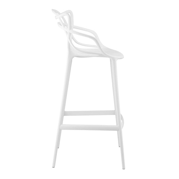 Homeroots 31" White Heavy Duty Plastic Bar Height Bar Chair   520286