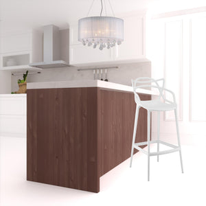 Homeroots 31" White Heavy Duty Plastic Bar Height Bar Chair   520286