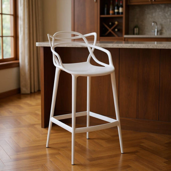 HomeRoots 31" Modern Heavy Duty Plastic Bar Chair - Stylish, Stackable, All-Weather Comfort for Home & Patio 520286
