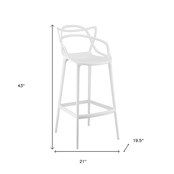 HomeRoots 31" Modern Heavy Duty Plastic Bar Chair - Stylish, Stackable, All-Weather Comfort for Home & Patio 520286