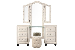 English Elm Encore Modern Tufted Queen 4Pc Bedroom Set - Stylish Upholstered Bed, Dresser, Mirror & Nightstand B009S01721