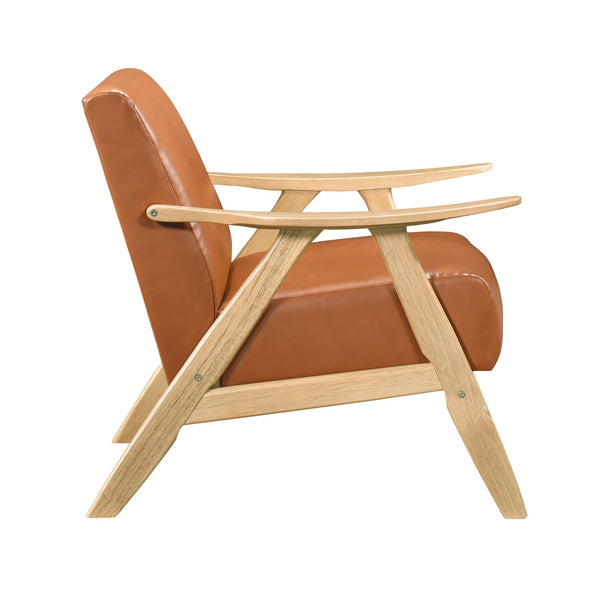 English Elm Modern Velvet Accent Chair with Dark Walnut Angular Frame, Streamlined Mid-Century Comfort Design Brown,Natural 35.5 L x 25.5 W x 20 H B011P271954