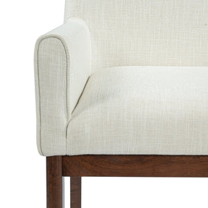 English Elm Modern Upholstered Arm Dining Chair Set Rubberwood Legs Foam Padded High Back Beige+Brown N768P396376D