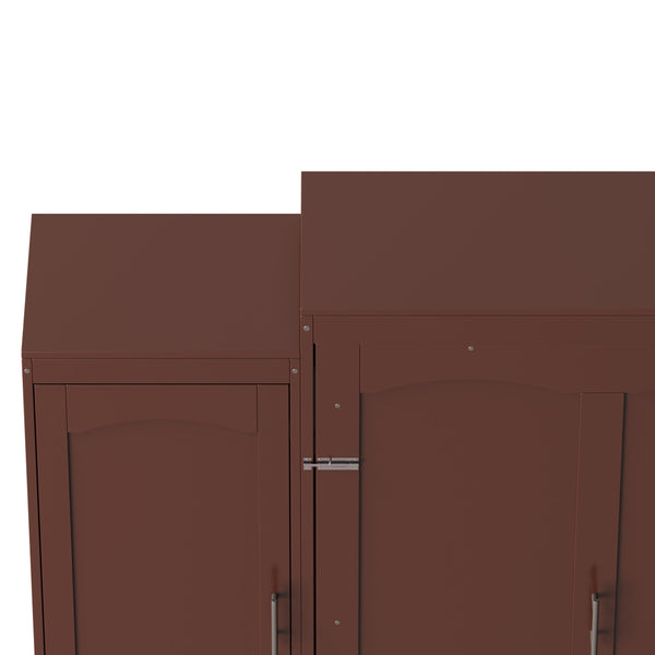English Elm Full Full Size Murphy Bed with Two Wardrobes and Foldable Platform, Space-Saving Modern Guest Solution Walnut 84.9 L x 12 W x 7 H N733S235596D