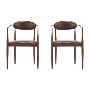 English Elm Christopher Knight Home® - Dining Arm Chairs Set Of 2 - Modern Dark Brown Upholstered Design With Iron Frame For Comfort N771P232981W