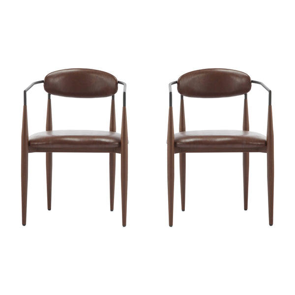 English Elm Christopher Knight Home® - Dining Arm Chairs Set Of 2 - Modern Dark Brown Upholstered Design With Iron Frame For Comfort N771P232981W