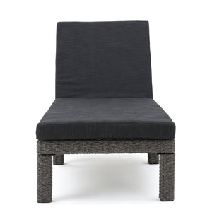 English Elm Puerta Outdoor Chaise Lounge Handwoven Rattan Iron Frame Poolside Patio Relaxation N775P247421K