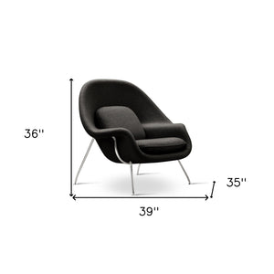 Homeroots 39" Black And Silver Wool Lounge Chair With Ottoman   520549