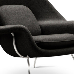 Homeroots 39" Black And Silver Wool Lounge Chair With Ottoman   520549