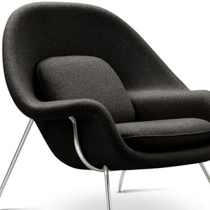 Homeroots 39" Black And Silver Wool Lounge Chair With Ottoman   520549