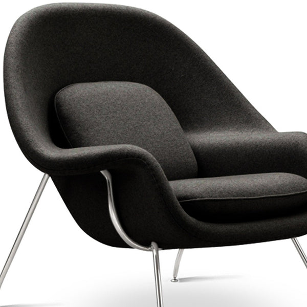 Homeroots 39" Black And Silver Wool Lounge Chair With Ottoman   520549