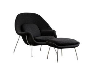 Homeroots 39" Black And Silver Wool Lounge Chair With Ottoman   520549